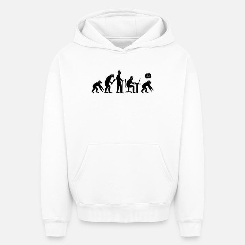 AI-volution - Oversized Heavyweight Unisex Hoodie - Weiß