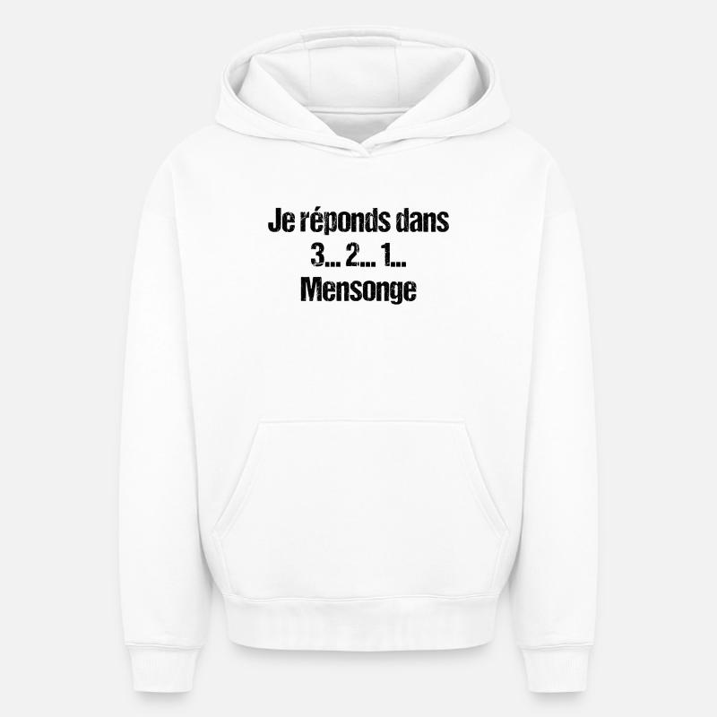 123 mensonges - Sweat à capuche unisexe oversize épais SPREAD - blanc