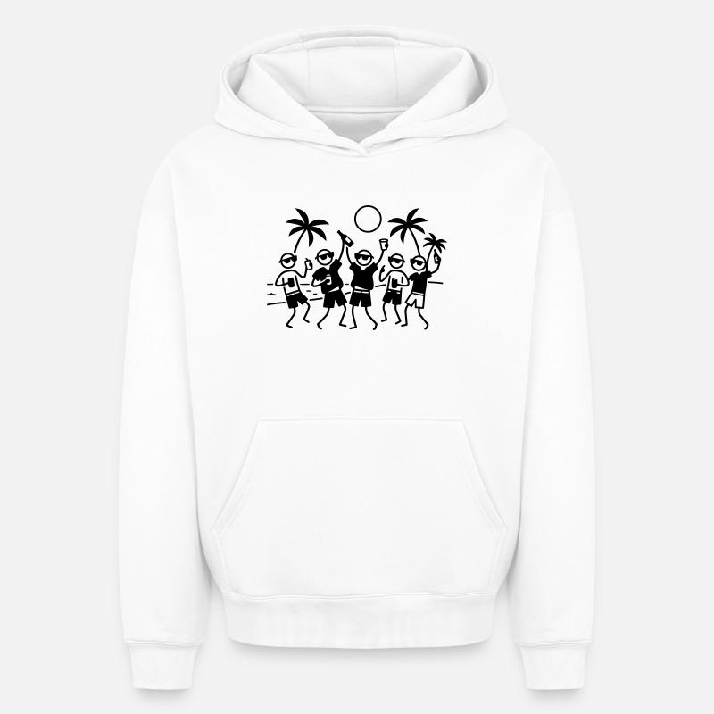 Party Group Beach - Sweat à capuche unisexe oversize épais SPREAD - blanc