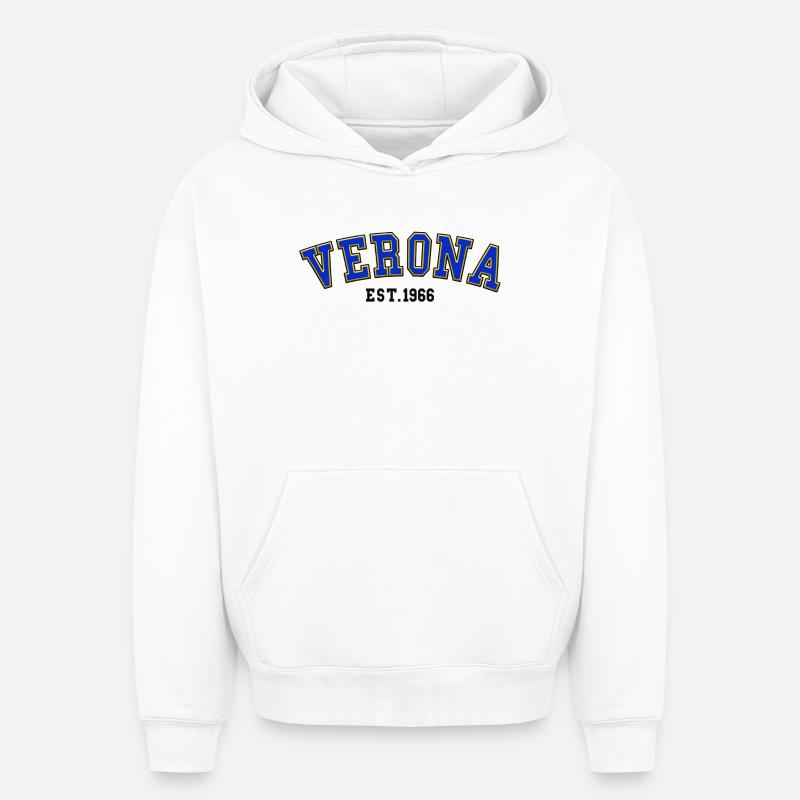Vérone fondée en 1966 - Sweat à capuche unisexe oversize épais SPREAD - blanc