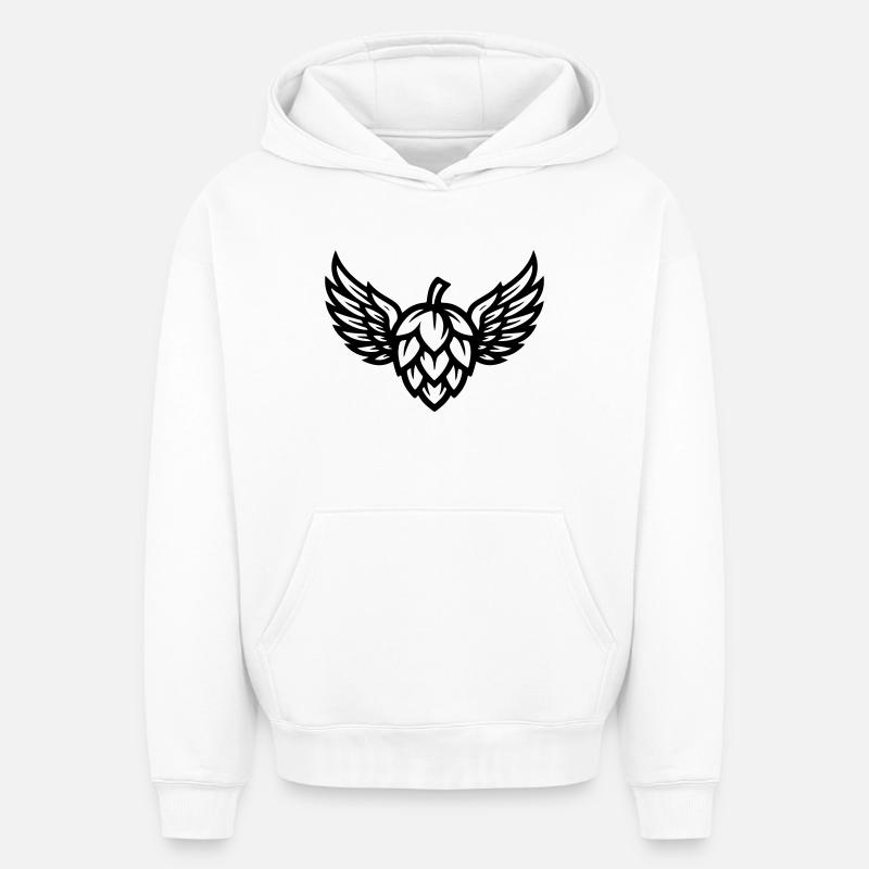 Symbole du houblon - Sweat à capuche unisexe oversize épais SPREAD - blanc