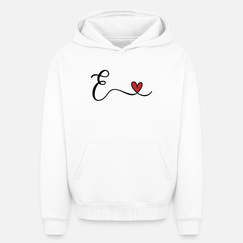 Buchstabe E Monogramm - Oversized Heavyweight Unisex Hoodie - Weiß