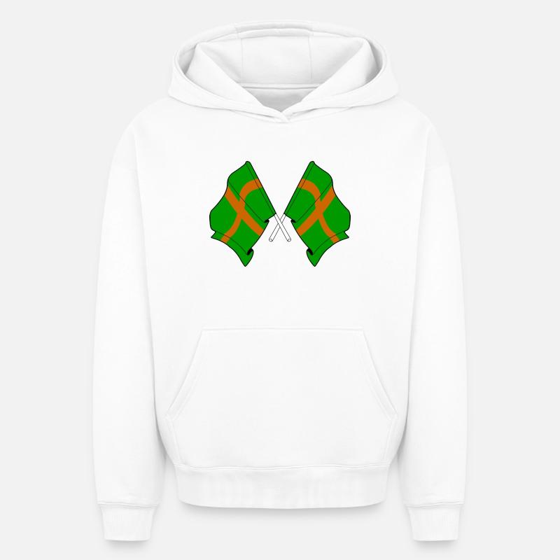 Drapeaux de marche de Nimègue - Sweat à capuche unisexe oversize épais SPREAD - blanc