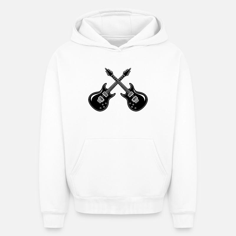Guitare électrique - Sweat à capuche unisexe oversize épais SPREAD - blanc