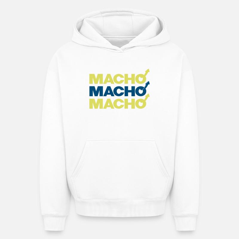 Macho - Sweat à capuche unisexe oversize épais SPREAD - blanc