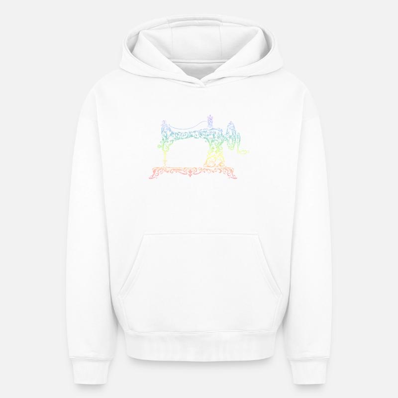 machine à coudre - Sweat à capuche unisexe oversize épais SPREAD - blanc