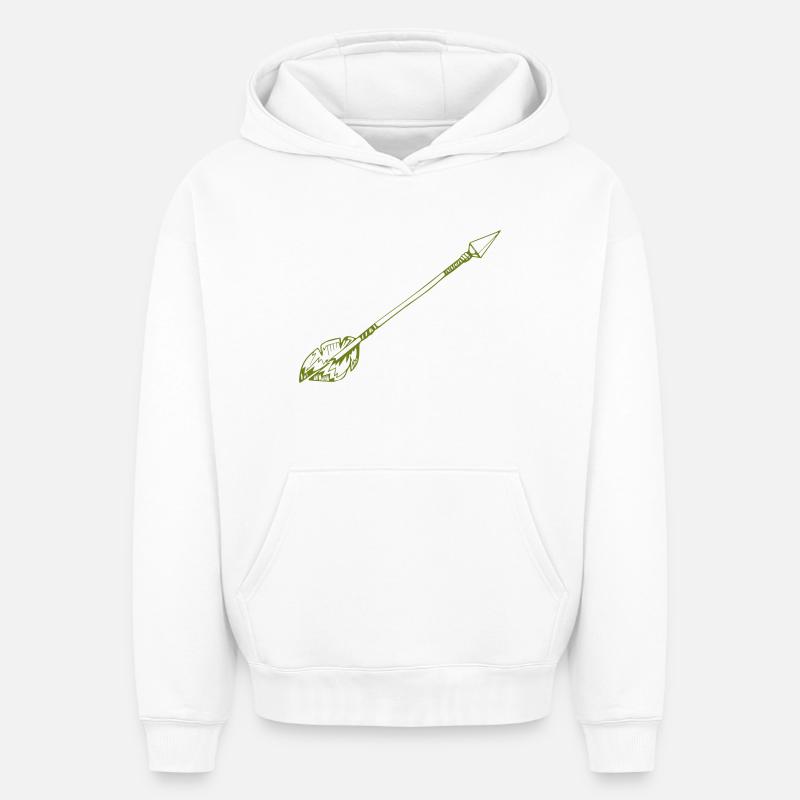 Flèche avec Plume - Sweat à capuche unisexe oversize épais SPREAD - blanc