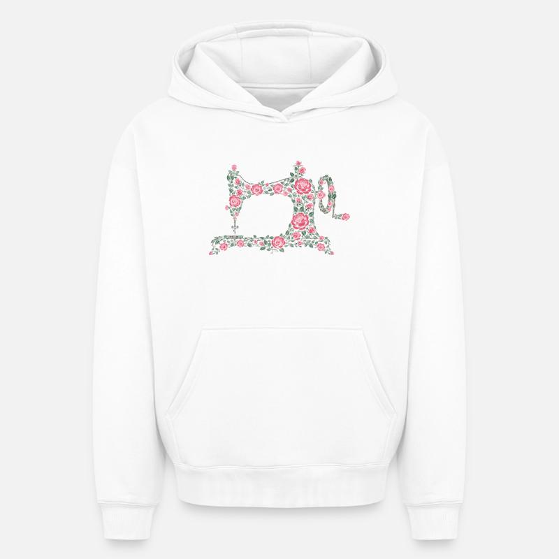 machine à coudre - Sweat à capuche unisexe oversize épais SPREAD - blanc