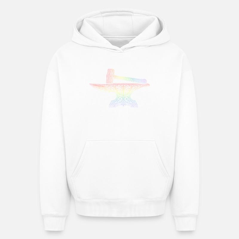 forgeron - Sweat à capuche unisexe oversize épais SPREAD - blanc