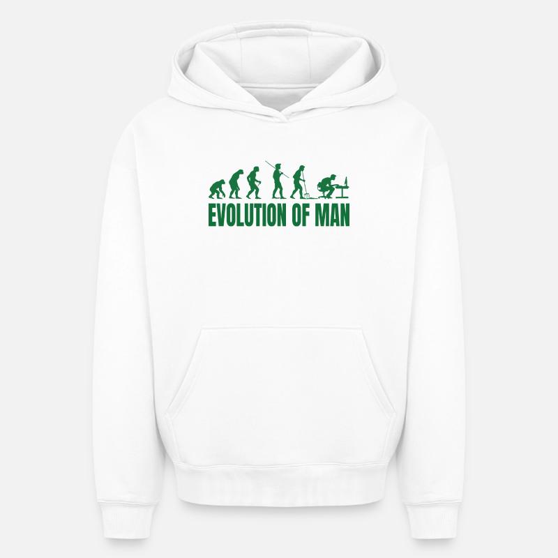 Evolution of Man Programmierer IT - Oversized Heavyweight Unisex Hoodie - Weiß