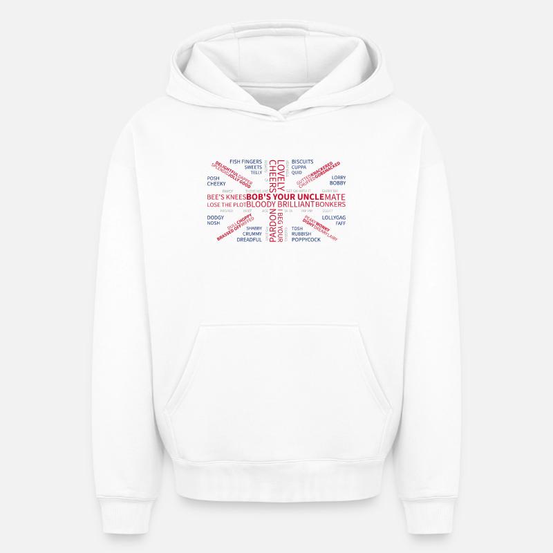 UBERBRITISH - Sweat à capuche unisexe oversize épais SPREAD - blanc