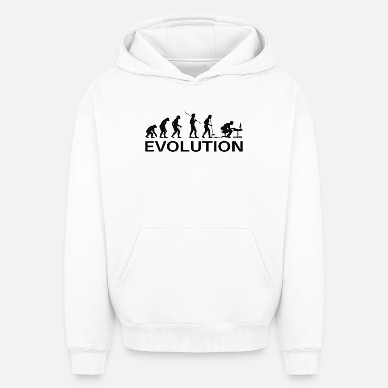 Evolution Gamer | Computer Freak Nerd PC - Oversized Heavyweight Unisex Hoodie - Weiß