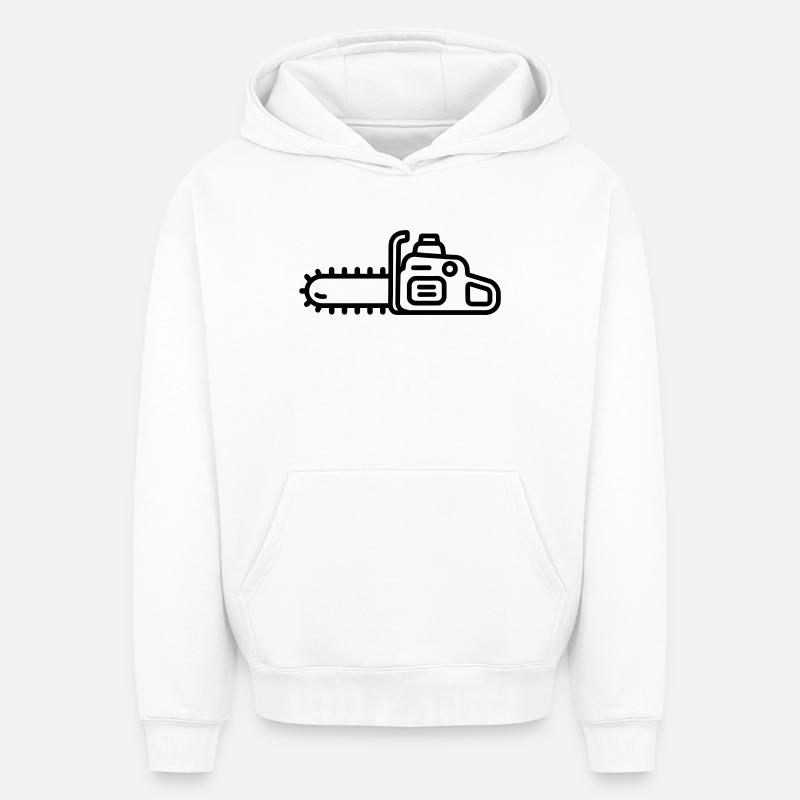 tronçonneuse - Sweat à capuche unisexe oversize épais SPREAD - blanc