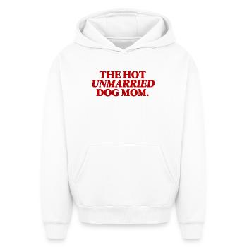 Cadeau drôle de la maman de hot-dog non mariée - Sweat à capuche unisexe oversize épais SPREAD - blanc - Devant - AI Model Female 172 dark (172cm) & AI Model Male 185 light (185cm)