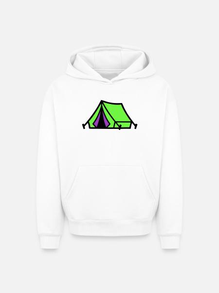 Festival Tent Camping Icon - Oversized Heavyweight Unisex Hoodie - white