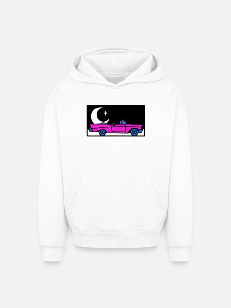 Retro 80s Convertible Graphic - Oversized Heavyweight Unisex Hoodie - white
