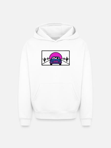 Desert Highway Car Logo - Oversized Heavyweight Unisex Hoodie - white