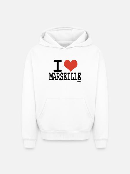 i love marseille - Oversized Heavyweight Unisex Hoodie - white