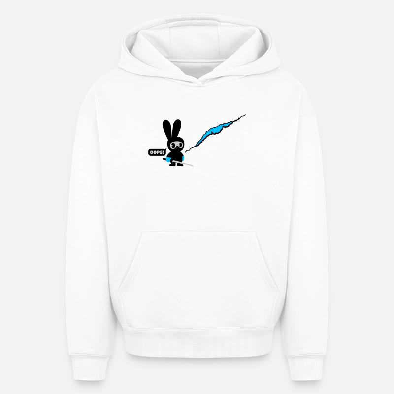 ninja bunny - Sweat à capuche unisexe oversize épais SPREAD - blanc