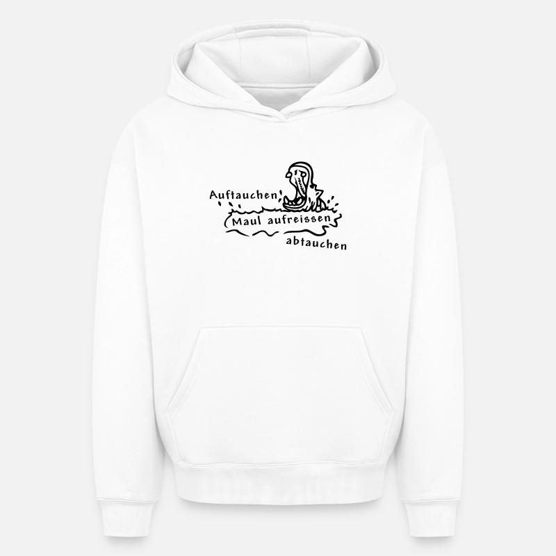 Hippopotame - Sweat à capuche unisexe oversize épais SPREAD - blanc
