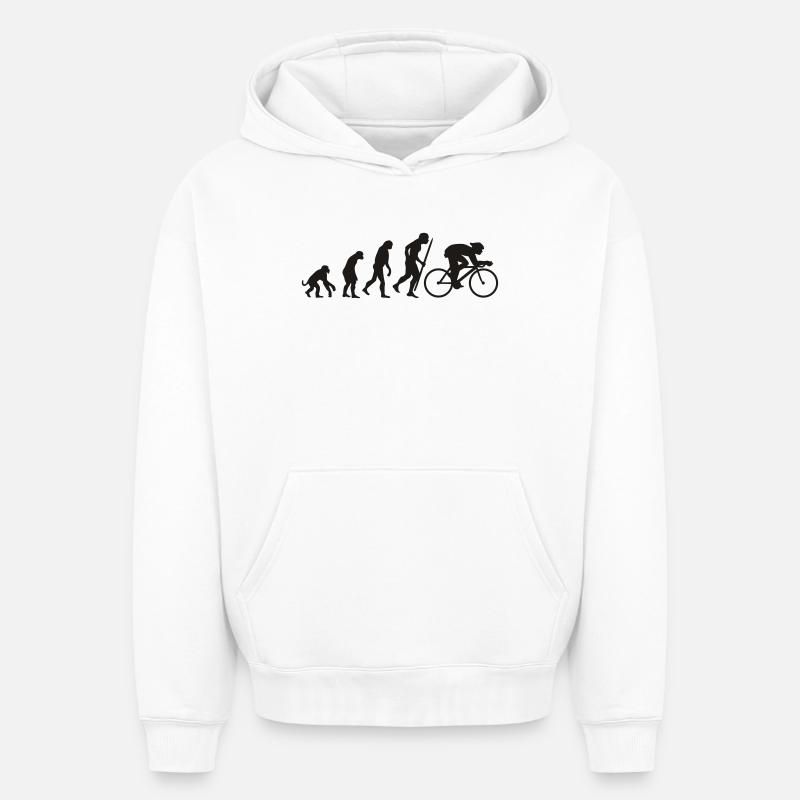 Evolution du cyclisme - Sweat à capuche unisexe oversize épais SPREAD - blanc