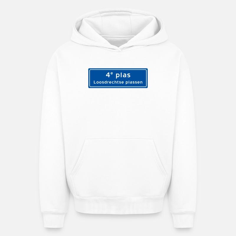 Loosdrechtse plassen 4e plas - Sweat à capuche unisexe oversize épais SPREAD - blanc