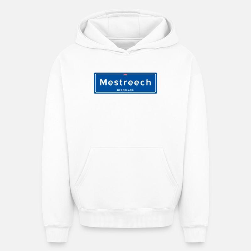 Mestreech (Maastricht) - Sweat à capuche unisexe oversize épais SPREAD - blanc