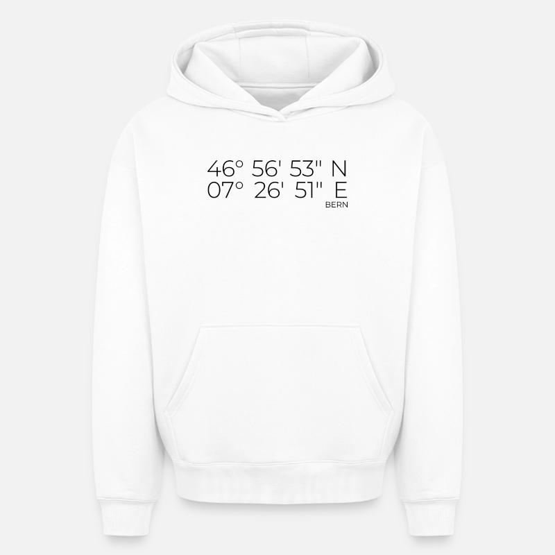 Coordonnées Berne - Sweat à capuche unisexe oversize épais SPREAD - blanc