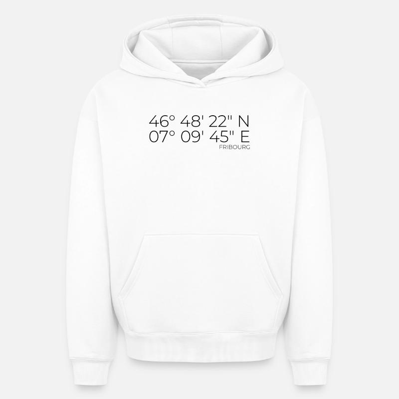 Coordonnées Fribourg - Sweat à capuche unisexe oversize épais SPREAD - blanc