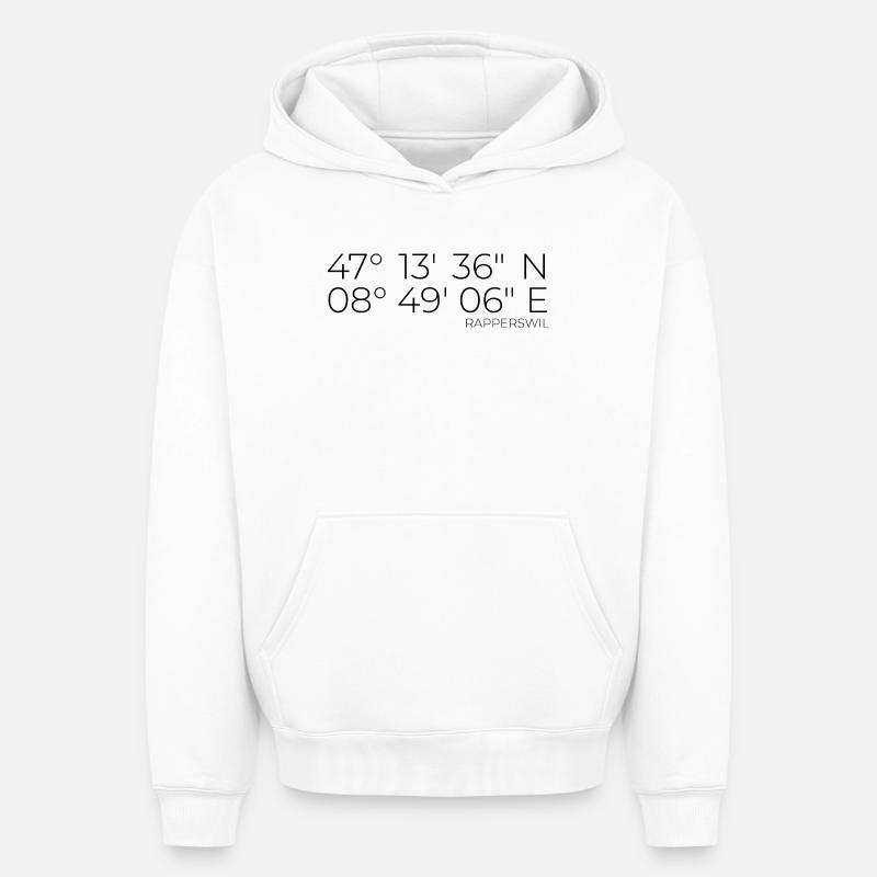 Coordonnées : Rapperswil, Suisse - Sweat à capuche unisexe oversize épais SPREAD - blanc