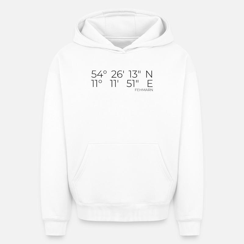 Coordonnées Fehmarn - Sweat à capuche unisexe oversize épais SPREAD - blanc