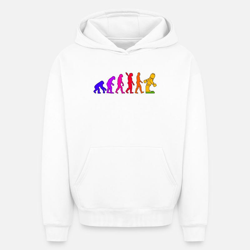 Clamping Brick Evolution Humanity Studded Brick - Oversized Heavyweight Unisex Hoodie - white