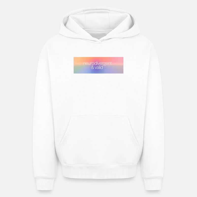 Neurodivergent & valide - Sweat à capuche unisexe oversize épais SPREAD - blanc