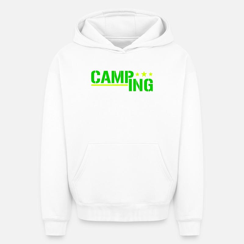 Camping - Sweat à capuche unisexe oversize épais SPREAD - blanc