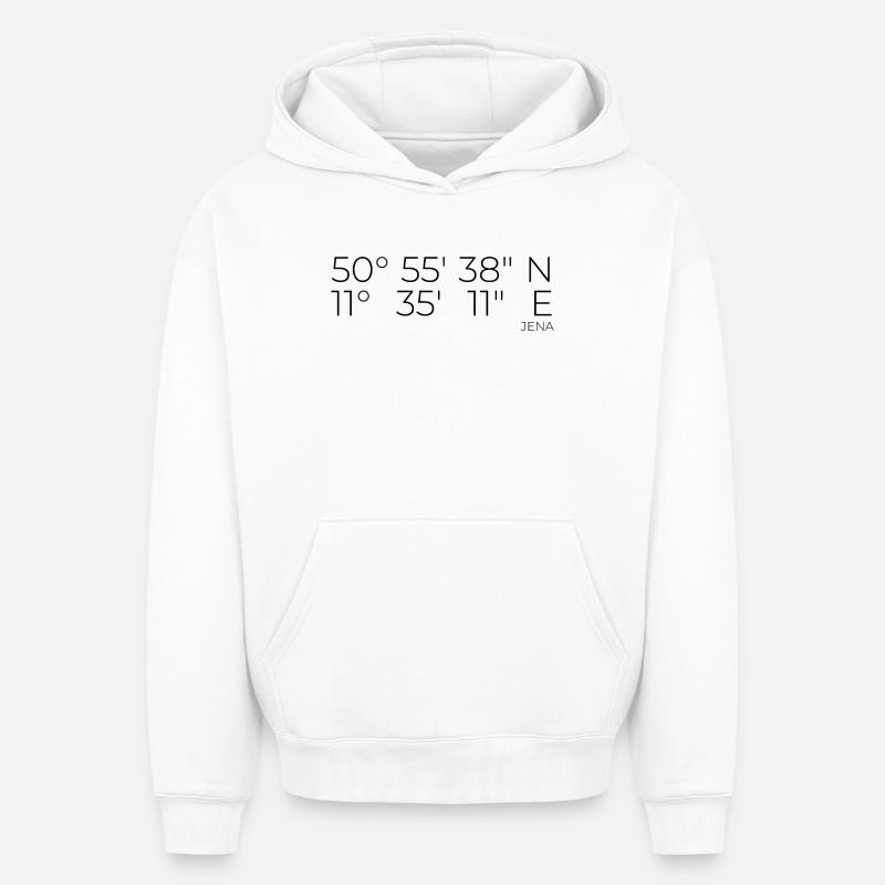 Coordonnées Iéna, Thuringe - Sweat à capuche unisexe oversize épais SPREAD - blanc