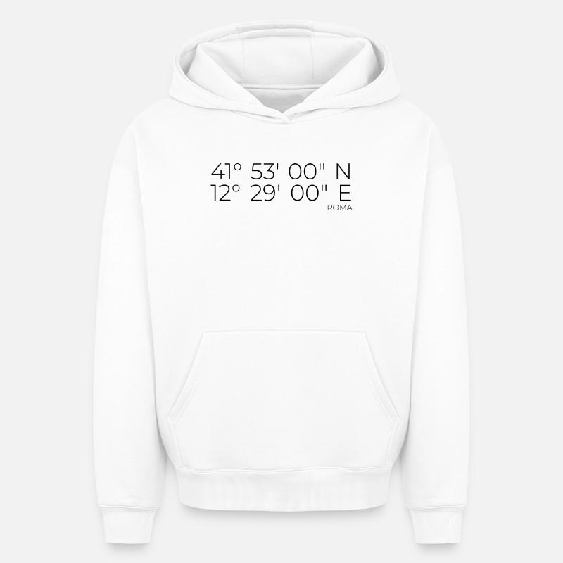 Coordonnées Roma Italie - Sweat à capuche unisexe oversize épais SPREAD - blanc