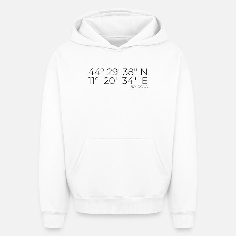Coordonnées : Bologne, Italie - Sweat à capuche unisexe oversize épais SPREAD - blanc