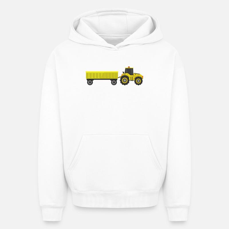 tracteur - Sweat à capuche unisexe oversize épais SPREAD - blanc