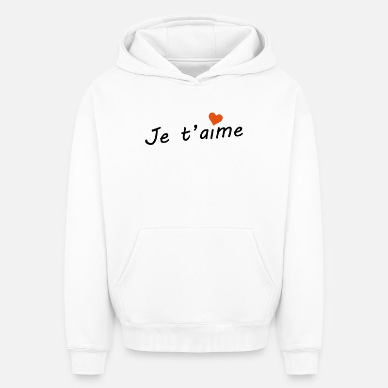 Je t'aime - Sweat à capuche unisexe oversize épais SPREAD - blanc
