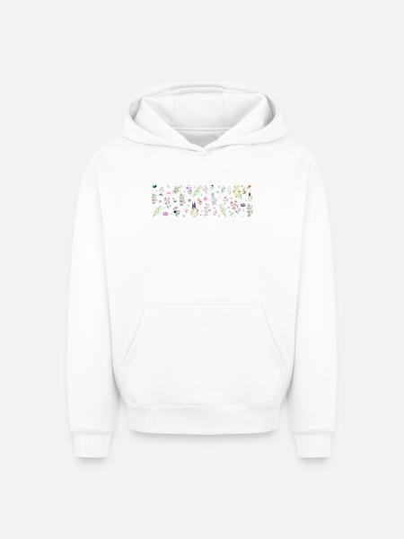 Midnight Bloom Botanischer Druck - Oversized Heavyweight Unisex Hoodie - Weiß