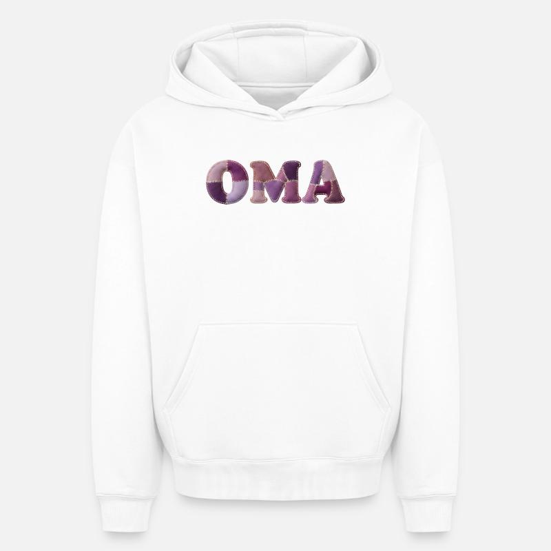OMA Patchwork Stoff Design Geschenkidee - Oversized Heavyweight Unisex Hoodie - Weiß