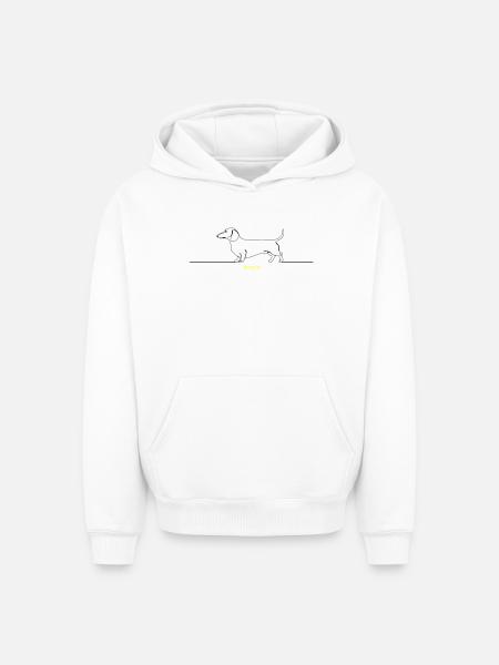 Dachshund Stur Line Art Saying - Oversized Heavyweight Unisex Hoodie - white