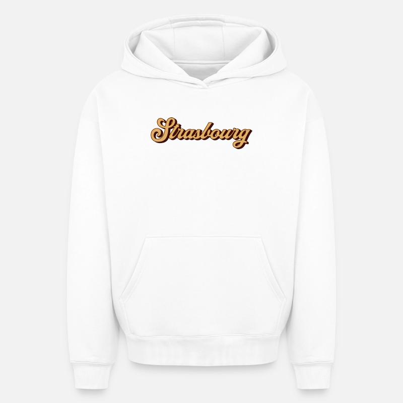 Strasbourg Script Souvenir - Oversized Heavyweight Unisex Hoodie - Weiß