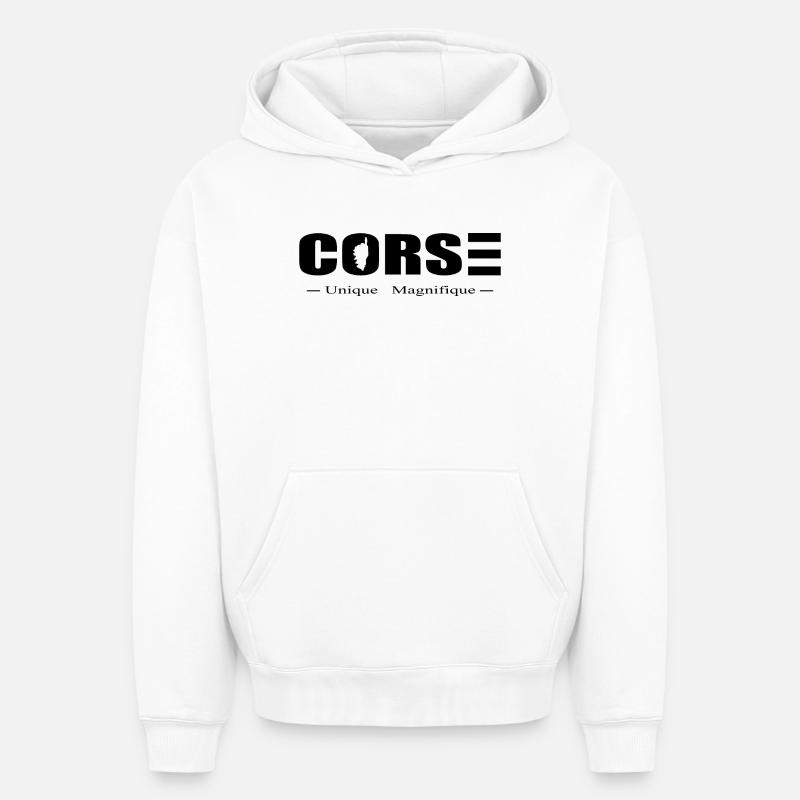 corse - Sweat à capuche unisexe oversize épais SPREAD - blanc