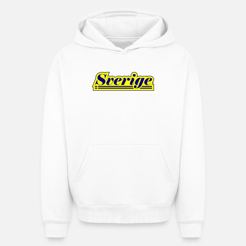 Suède Drapeau Sverige - Sweat à capuche unisexe oversize épais SPREAD - blanc