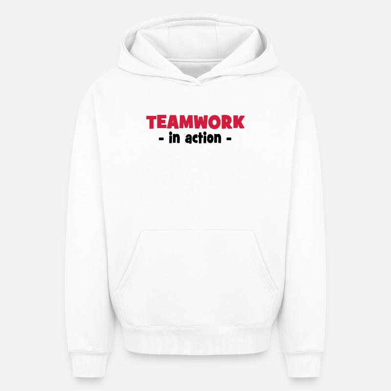 Teamwork in Action - Oversized Heavyweight Unisex Hoodie - Weiß