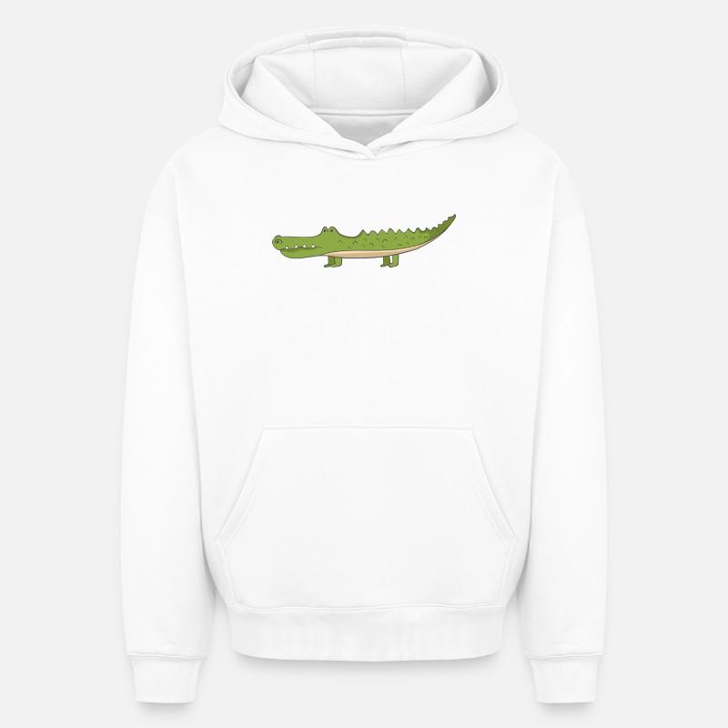 Crocodile - Sweat à capuche unisexe oversize épais SPREAD - blanc