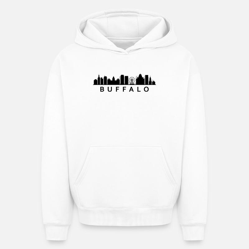 Skyline Buffalo - Sweat à capuche unisexe oversize épais SPREAD - blanc
