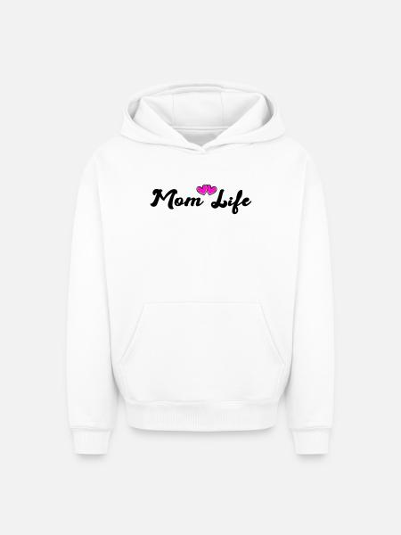mom_life_heart - Sweat à capuche unisexe oversize épais SPREAD - blanc