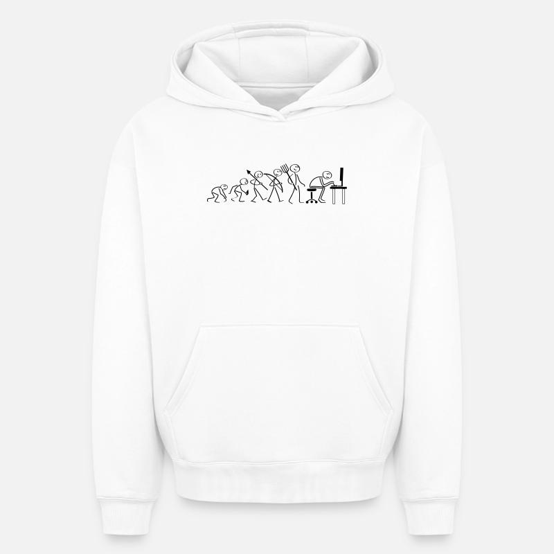 Evolution Computerarbeit - Oversized Heavyweight Unisex Hoodie - Weiß